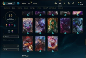 Conta prata 3 com 78 Champs e 69 Skins - League of Legends LOL