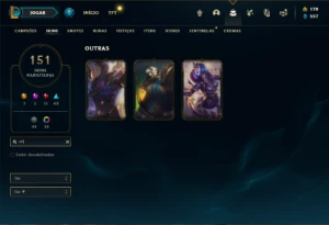 Conta ouro 4 com TODOS os champs e 151 Skins + 1.3kk de ZED - League of Legends LOL
