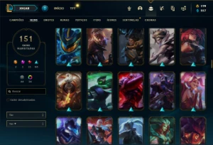 Conta ouro 4 com TODOS os champs e 151 Skins + 1.3kk de ZED - League of Legends LOL