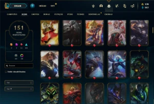 Conta ouro 4 com TODOS os champs e 151 Skins + 1.3kk de ZED - League of Legends LOL