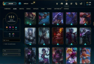 Conta ouro 4 com TODOS os champs e 151 Skins + 1.3kk de ZED - League of Legends LOL