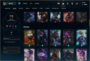 Conta ouro 4 com 70 champs, 78 skins + Corki Ovni (rara) - League of Legends LOL