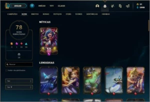 Conta ouro 4 com 70 champs, 78 skins + Corki Ovni (rara) - League of Legends LOL