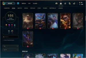 Conta prata 4 com 105 skins e 105 champs - League of Legends LOL