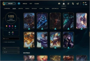 Conta prata 4 com 105 skins e 105 champs - League of Legends LOL