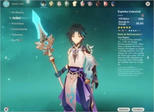 Desapego de conta com Xiao, Albedo C1 e Espinha Celestial. - Genshin Impact