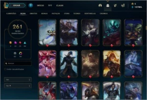 Conta nível 600, Ouro 4, 261 skins, todos os Champs - League of Legends LOL