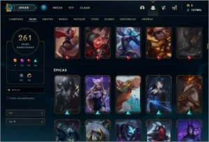 Conta nível 600, Ouro 4, 261 skins, todos os Champs - League of Legends LOL