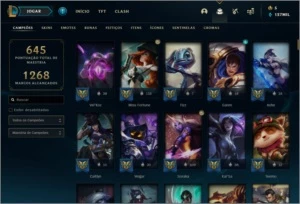 Conta nível 600, Ouro 4, 261 skins, todos os Champs - League of Legends LOL