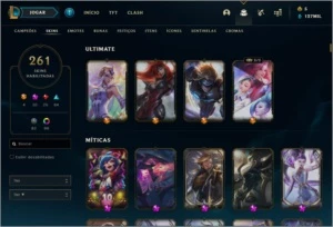 Conta nível 600, Ouro 4, 261 skins, todos os Champs - League of Legends LOL
