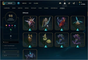 Conta nível 600, Ouro 4, 261 skins, todos os Champs - League of Legends LOL