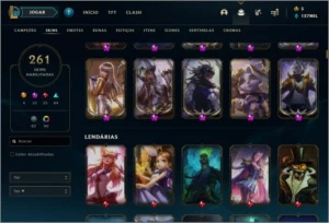 Conta nível 600, Ouro 4, 261 skins, todos os Champs - League of Legends LOL