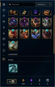 Conta nível 600, Ouro 4, 261 skins, todos os Champs - League of Legends LOL