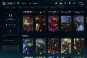 CONTA LOL 🌟 83 SKINS NO TOTAL 🌟 4 SKINS ULTIMATE - League of Legends