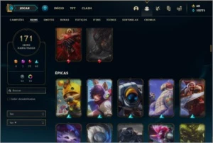 Conta ouro 4 com 122 champs e 171 skins (5 Vitoriosas) - League of Legends LOL