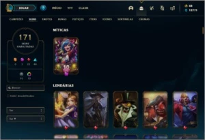 Conta ouro 4 com 122 champs e 171 skins (5 Vitoriosas) - League of Legends LOL