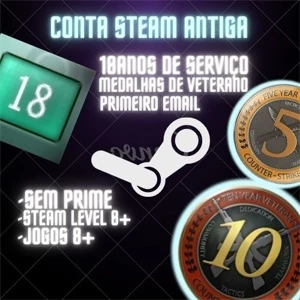 CONTA ANTIGA STEAM 18 ANOS (2003) 5 E 10 ANOS - Counter Strike CS