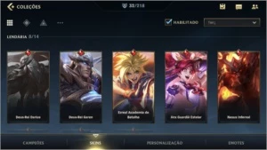 ESMERALDA IV + 32 SKINS + 1283 (RP) WILD CORES + 45 CAMPEÕES - League of Legends: Wild Rift LOL WR