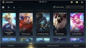 ESMERALDA IV + 32 SKINS + 1283 (RP) WILD CORES + 45 CAMPEÕES - League of Legends: Wild Rift LOL WR