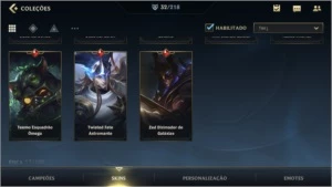 ESMERALDA IV + 32 SKINS + 1283 (RP) WILD CORES + 45 CAMPEÕES - League of Legends: Wild Rift LOL WR