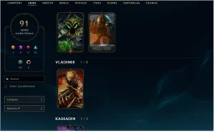 Conta League of Legends Platina 3 + 91 Skins + 100 Campeões LOL