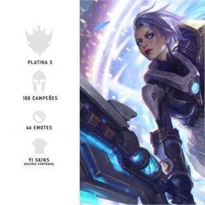 Conta League of Legends Platina 3 + 91 Skins + 100 Campeões LOL