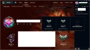 Prata 5 Solo/Duo e Prata 3 Flex + 85 Champs + 70 skins - League of Legends LOL