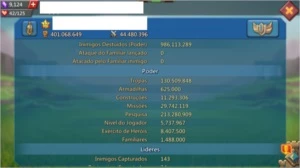 Conta Lords Mobile 400m, T4 liberado!