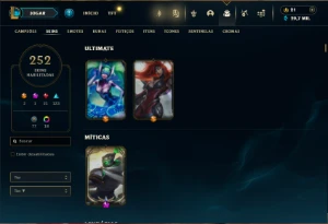 Esmeralda 1 com TODOS os Champs e 252 Skins ( MAIN ADC ) - League of Legends LOL