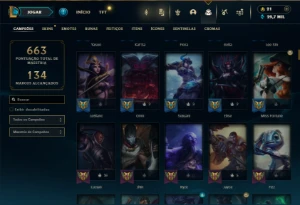 Esmeralda 1 com TODOS os Champs e 252 Skins ( MAIN ADC ) - League of Legends LOL