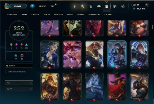 Esmeralda 1 com TODOS os Champs e 252 Skins ( MAIN ADC ) - League of Legends LOL