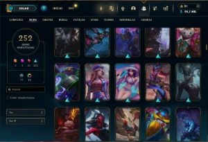 Esmeralda 1 com TODOS os Champs e 252 Skins ( MAIN ADC ) - League of Legends LOL