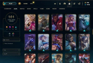 Ouro 4 com 100 Champs e 101 Skins + 45 Cromas - League of Legends LOL