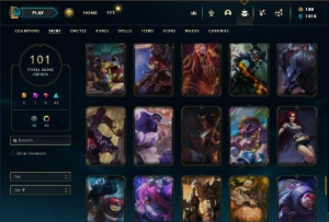 Ouro 4 com 100 Champs e 101 Skins + 45 Cromas - League of Legends LOL