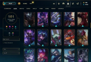 Ouro 4 com 100 Champs e 101 Skins + 45 Cromas - League of Legends LOL