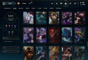 Ouro 4 com 100 Champs e 101 Skins + 45 Cromas - League of Legends LOL