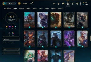 Ouro 4 com 100 Champs e 101 Skins + 45 Cromas - League of Legends LOL