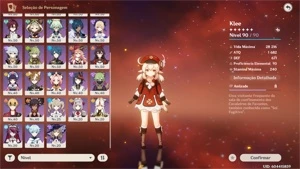 CONTA COM 6 PERSONAGENS 5 ESTRELAS E 3 ARMAS - Genshin Impact