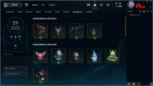 conta ótima com 1001 skins e todos os champs habilitados - League of Legends LOL