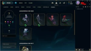 conta ótima com 1001 skins e todos os champs habilitados - League of Legends LOL