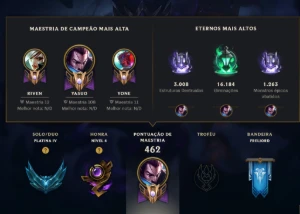 LoL Lv 400 | Platina IV (Ex-Esmeralda) |94 Skins|yasuo-yone - League of Legends