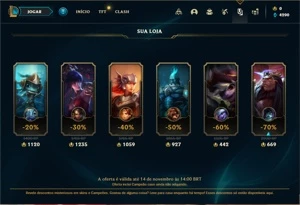 Conta Platina 4 com 24 Champs e 1 Skin + 6 Espolios - League of Legends LOL