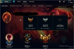 Conta De League Of Legends,ouro V Flex,prata3 Solo,126 Skins LOL