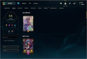 Conta unranked com 66 skins com Twitch medieval e WW cinzent - League of Legends LOL