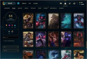 Conta unranked com 66 skins com Twitch medieval e WW cinzent - League of Legends LOL