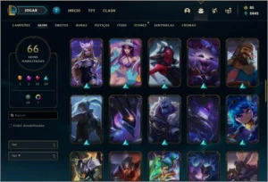 Conta unranked com 66 skins com Twitch medieval e WW cinzent - League of Legends LOL