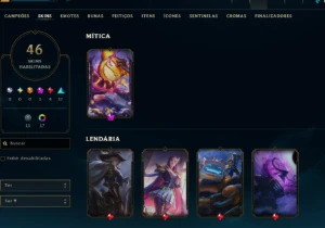 Lol Esmeralda Ex-Dima, Skins Raras, Lvl 164, Honra4, 46 Skin - League of Legends