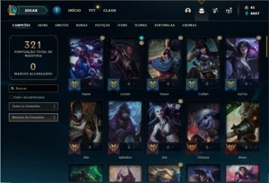 Conta platina 4 com 72 Champs e 60 Skins + 4 Vitoriosas - League of Legends LOL