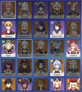 Genshin Impact AR 55 - Ganyu, Zhongli, Klee, Qiqi, 1 arma 5*