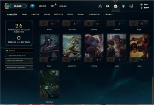 Conta ouro 4 com 31 Champs e 10 Skins + 2 Espolios - League of Legends LOL